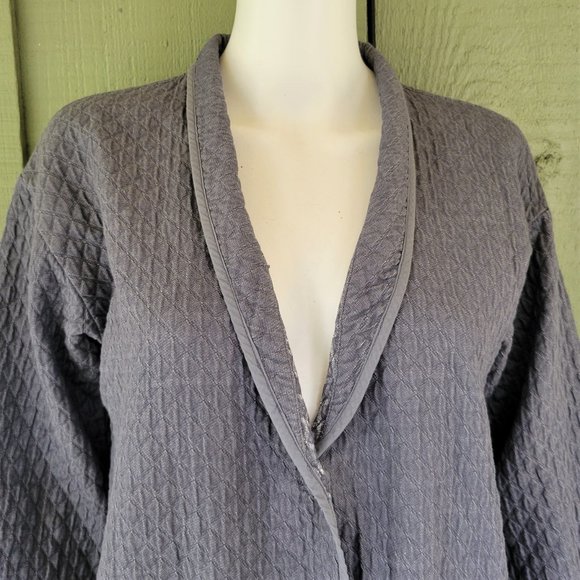 EILEEN FISHER Slate Blue Gray Quilted Cotton Coat Jacket XS - Picture 2 of 6